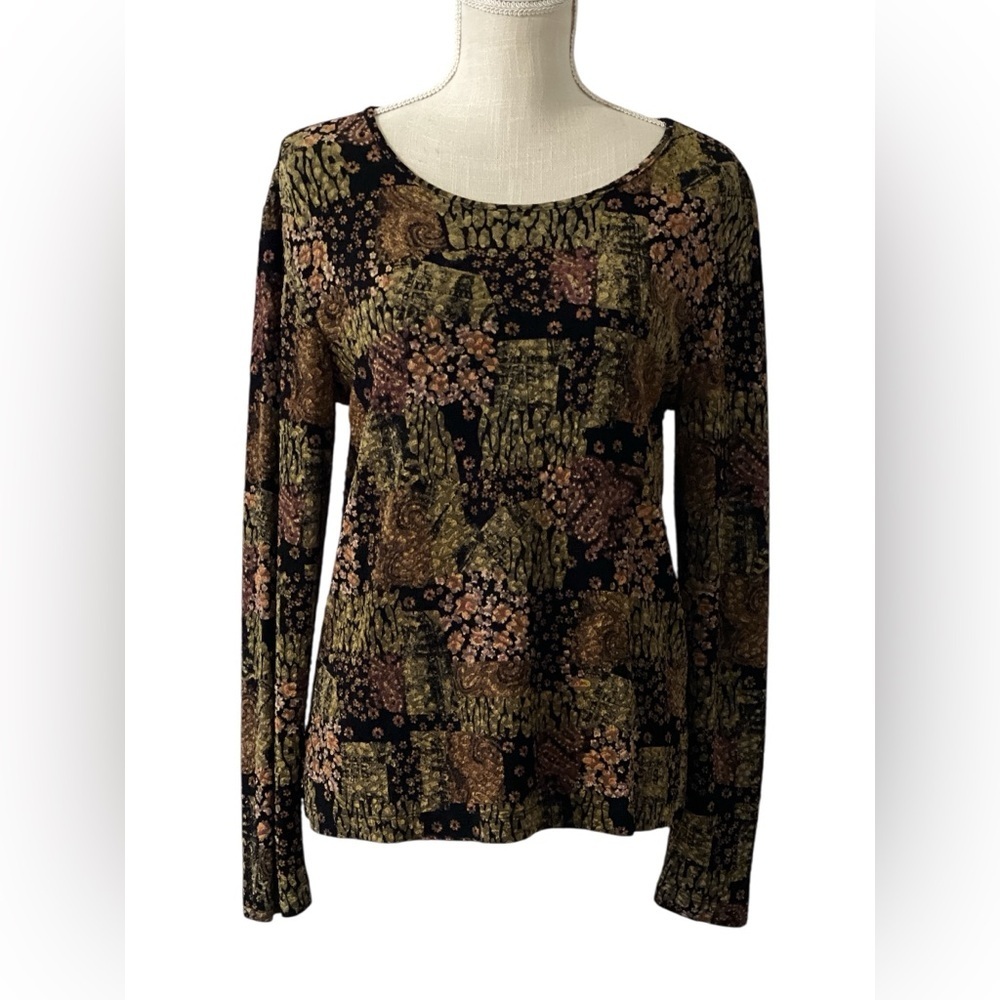 Chic Black and Brown Floral Women's Blouse